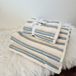 Rachel Zoe 100% Cotton Bath+Hand Towel 4pc Set Multi spring Color striped